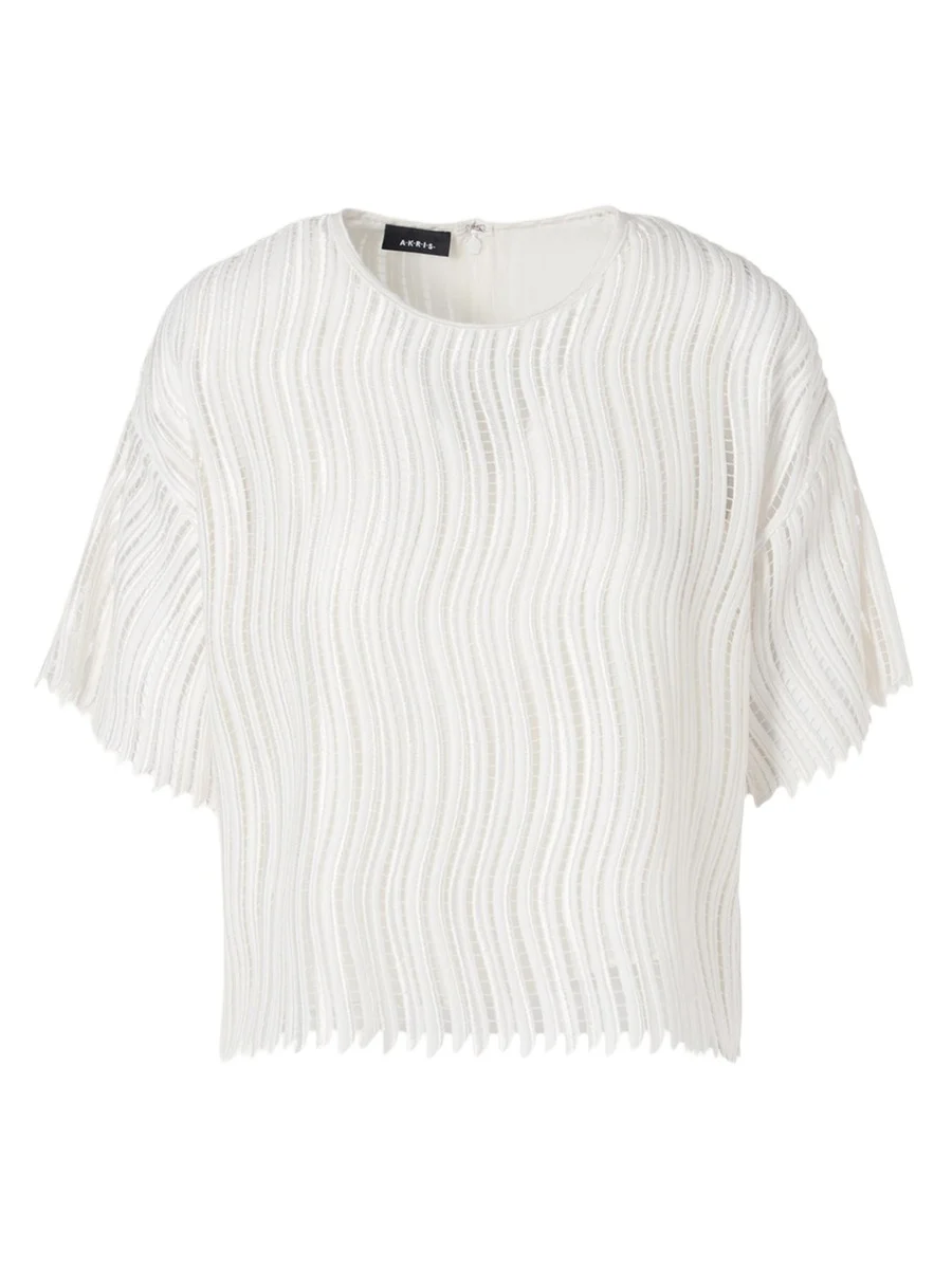 Techno Wave Guipure Short-Sleeve Blouse Techno Wave Guipure Short-Sleeve Blouse