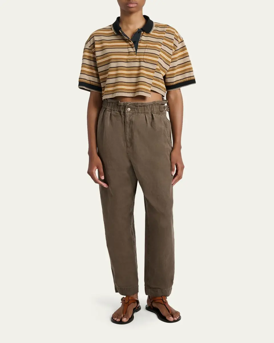 Etoile Isabel Marant Isalyne Reconstructed Striped Short-Sleeve Crop Polo Shirt | Thumbnail 2 Etoile Isabel Marant Isalyne Reconstructed Striped Short-Sleeve Crop Polo Shirt | Thumbnail 2