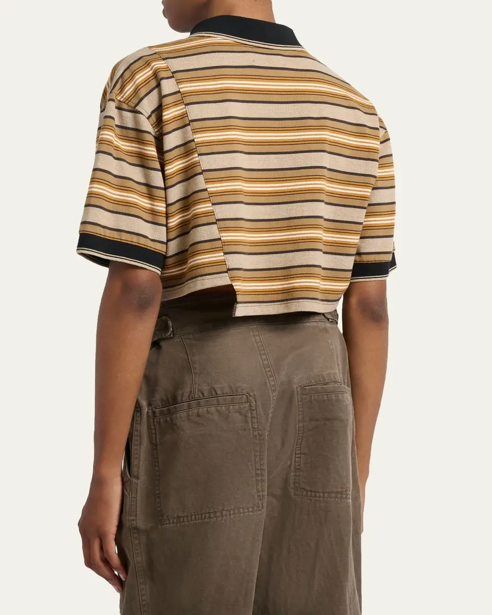 Etoile Isabel Marant Isalyne Reconstructed Striped Short-Sleeve Crop Polo Shirt | Thumbnail 3 Etoile Isabel Marant Isalyne Reconstructed Striped Short-Sleeve Crop Polo Shirt | Thumbnail 3