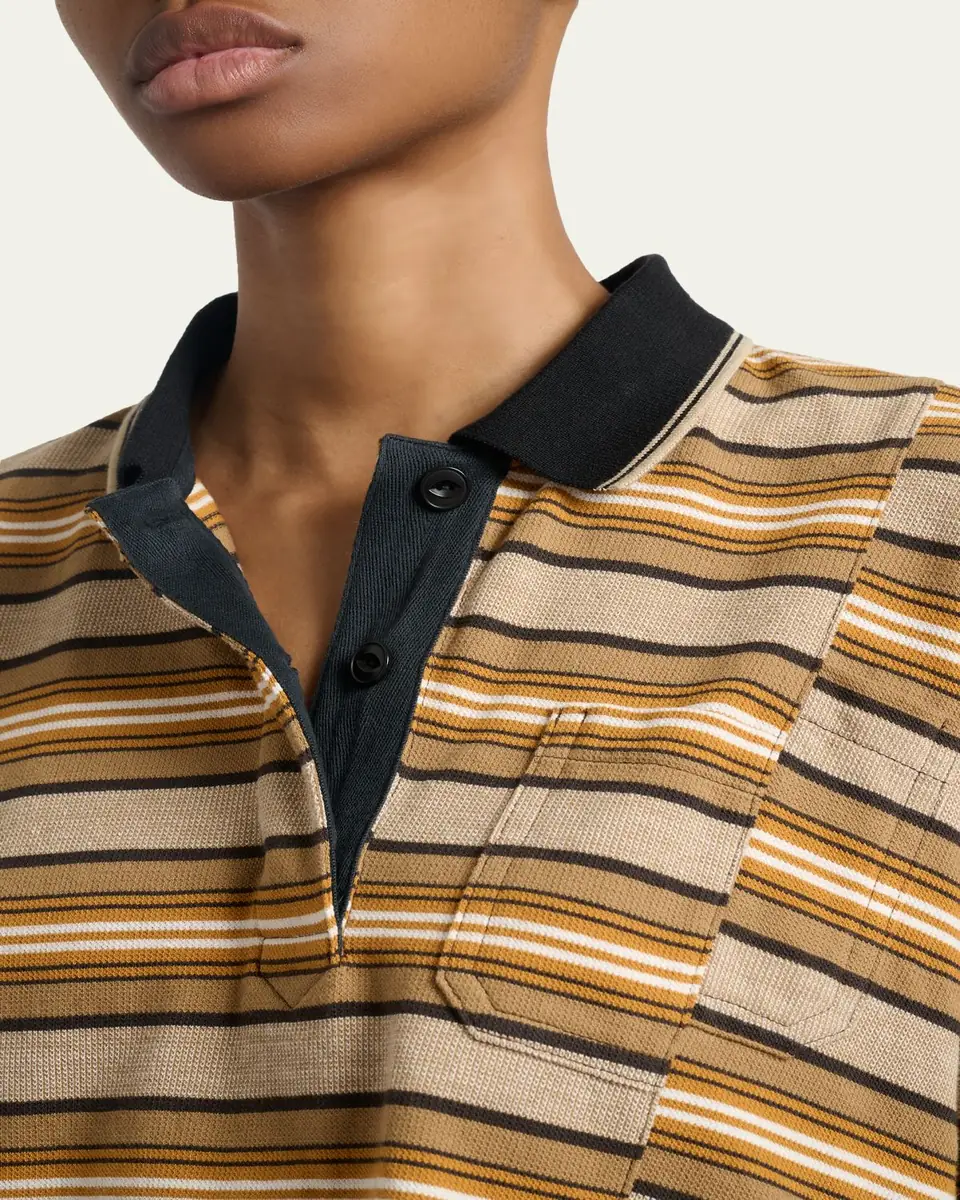 Etoile Isabel Marant Isalyne Reconstructed Striped Short-Sleeve Crop Polo Shirt | Thumbnail 5 Etoile Isabel Marant Isalyne Reconstructed Striped Short-Sleeve Crop Polo Shirt | Thumbnail 5