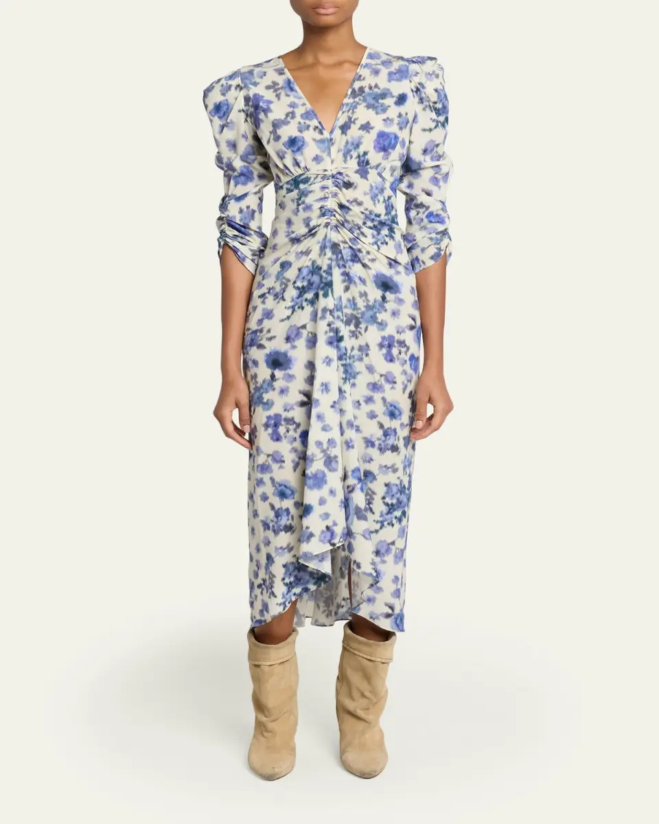 Isabel Marant Albini Long Printed Stretch Silk Dress | Thumbnail 2 Isabel Marant Albini Long Printed Stretch Silk Dress | Thumbnail 2