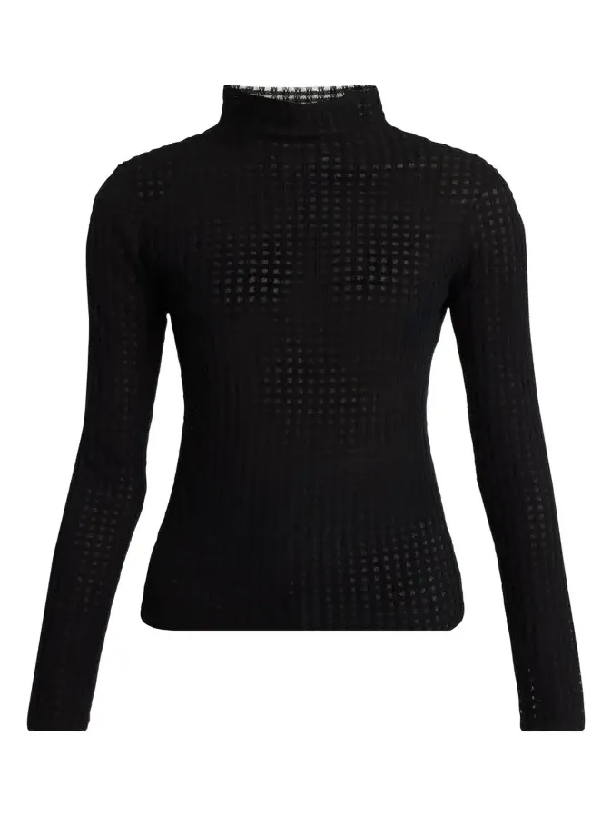 Zella Check Merino Mock-Neck Top