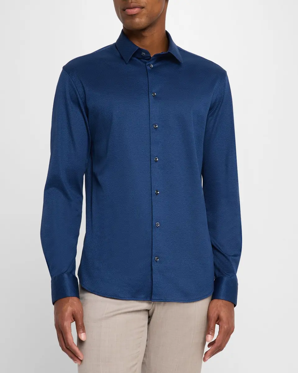 Giorgio Armani Men's Micro-Structure Jersey Sport Shirt | Thumbnail 4 Giorgio Armani Men's Micro-Structure Jersey Sport Shirt | Thumbnail 4