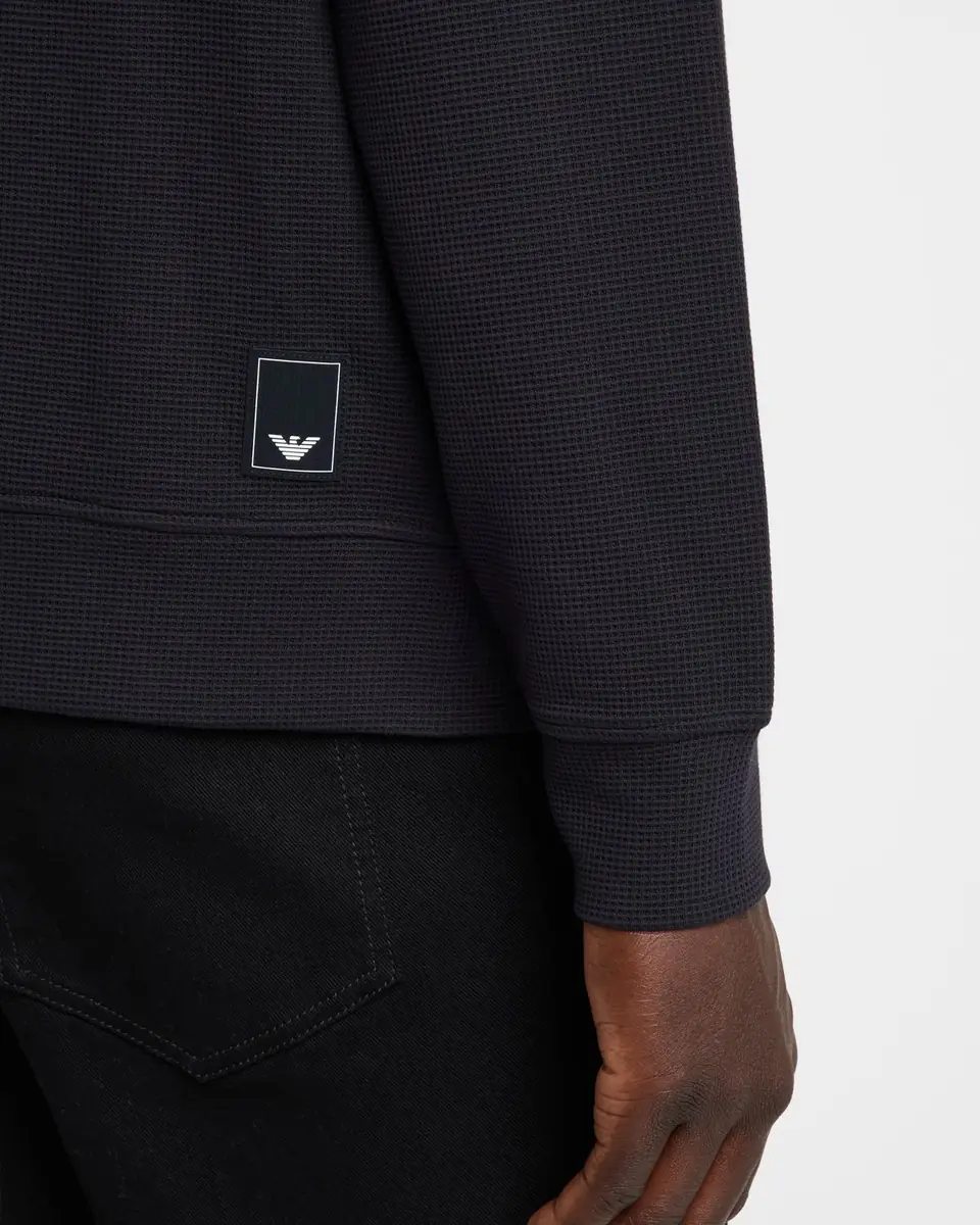 Emporio Armani Men's Textured Cotton Full-Zip Sweater Jacket | Thumbnail 5 Emporio Armani Men's Textured Cotton Full-Zip Sweater Jacket | Thumbnail 5
