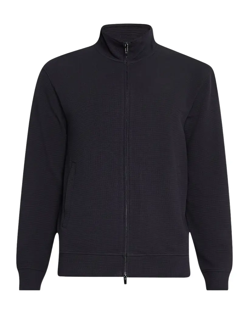 Emporio Armani Men's Textured Cotton Full-Zip Sweater Jacket | Image 1 Emporio Armani Men's Textured Cotton Full-Zip Sweater Jacket | Image 1