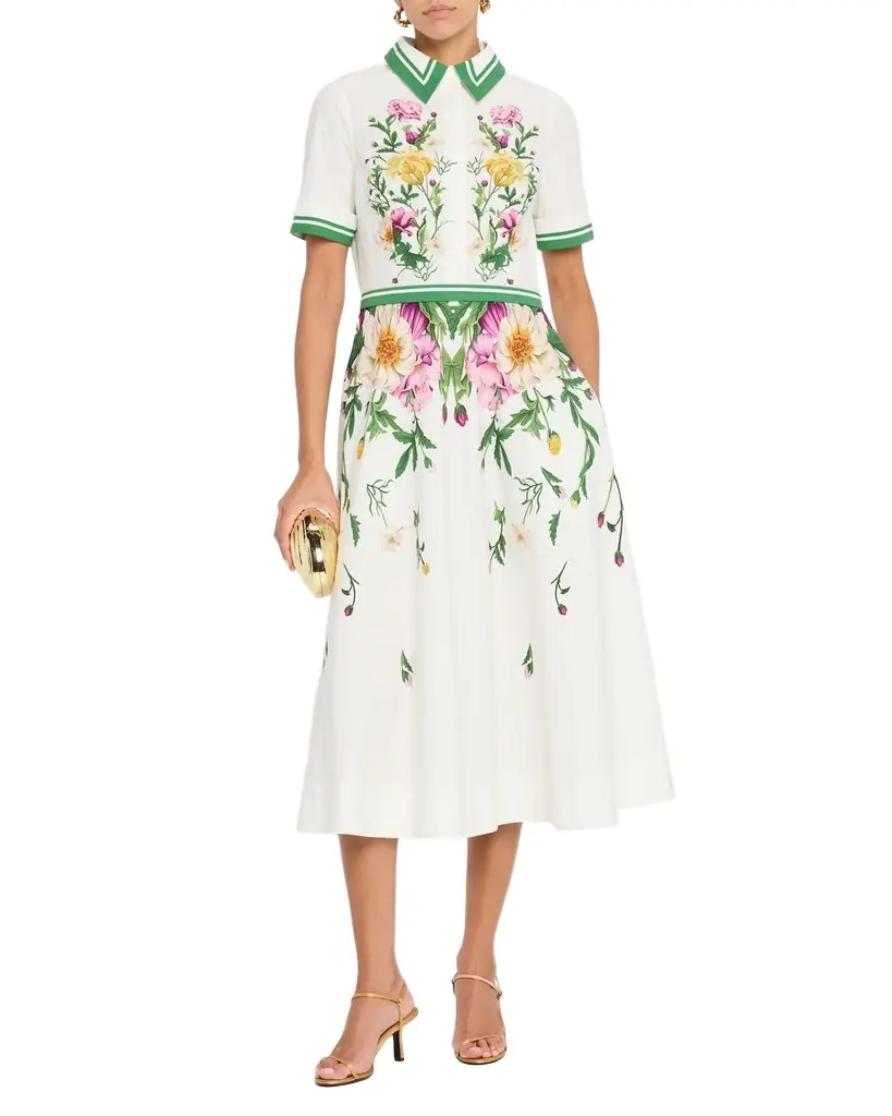 Rickie Freeman for Teri Jon Belted Floral-Print Cotton Midi Shirtdress | Image 1 Rickie Freeman for Teri Jon Belted Floral-Print Cotton Midi Shirtdress | Image 1