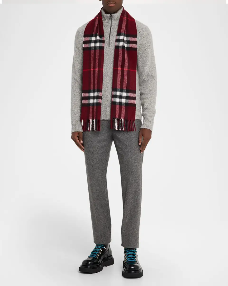 Burberry Men's Wide Check Cashmere Scarf | Thumbnail 2