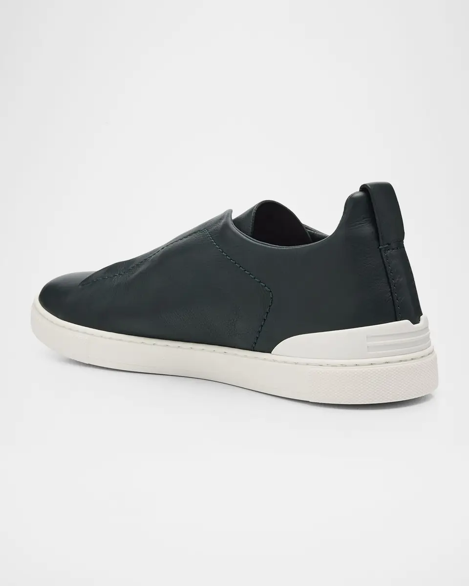 ZEGNA Men's Triple Stitch Secondskin Leather Slip-On Sneakers | Thumbnail 2 ZEGNA Men's Triple Stitch Secondskin Leather Slip-On Sneakers | Thumbnail 2