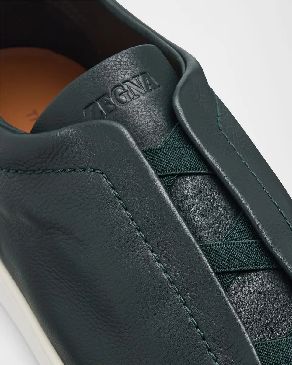 ZEGNA Men's Triple Stitch Secondskin Leather Slip-On Sneakers | Thumbnail 4 ZEGNA Men's Triple Stitch Secondskin Leather Slip-On Sneakers | Thumbnail 4