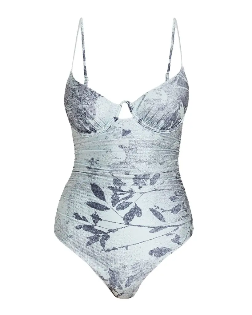 SIMKHAI Laine Floral Ruched One-Piece Swimsuit | Image 1 SIMKHAI Laine Floral Ruched One-Piece Swimsuit | Image 1