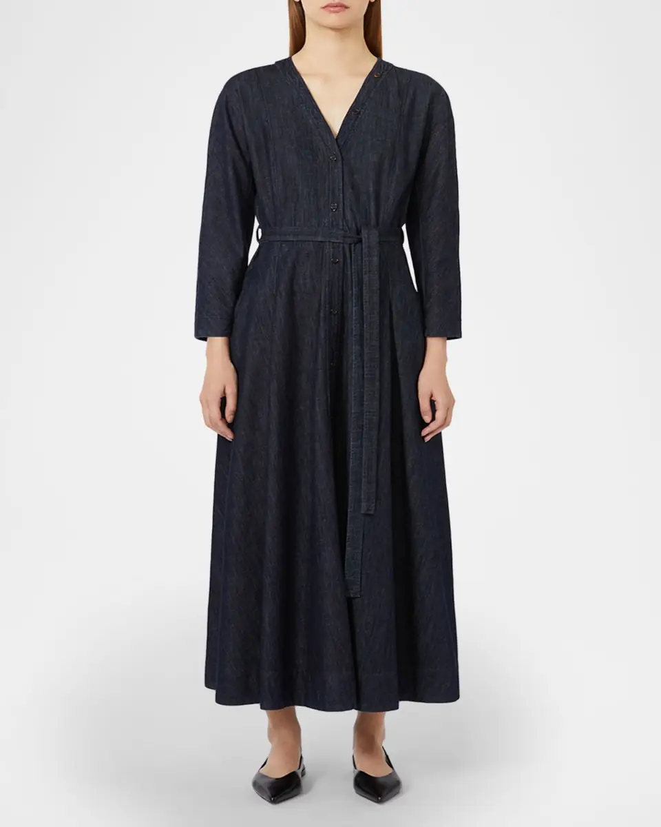 Max Mara Belted Cotton Denim Midi Dress | Thumbnail 2 Max Mara Belted Cotton Denim Midi Dress | Thumbnail 2