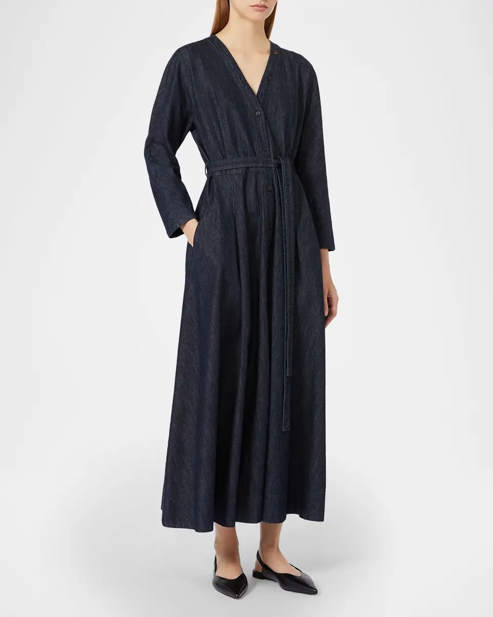 Max Mara Belted Cotton Denim Midi Dress | Thumbnail 4 Max Mara Belted Cotton Denim Midi Dress | Thumbnail 4