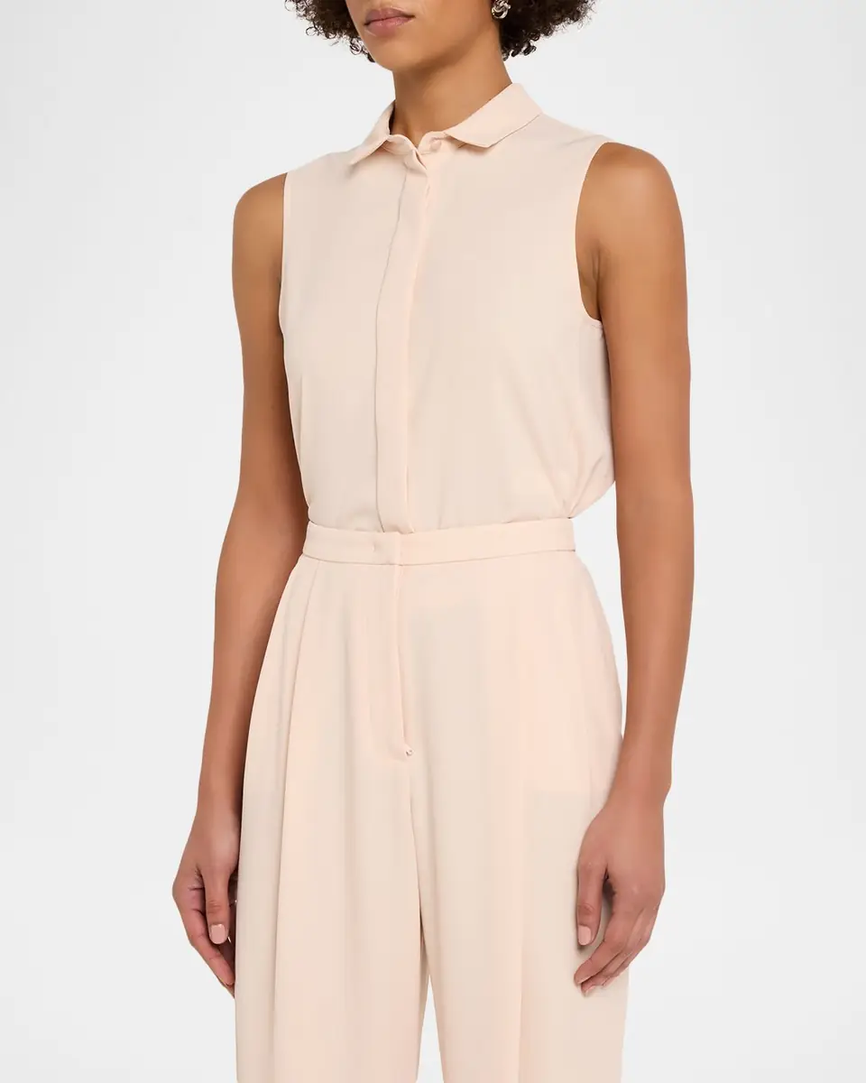 Emporio Armani Sleeveless Technical Gabardine Shirt | Thumbnail 4 Emporio Armani Sleeveless Technical Gabardine Shirt | Thumbnail 4