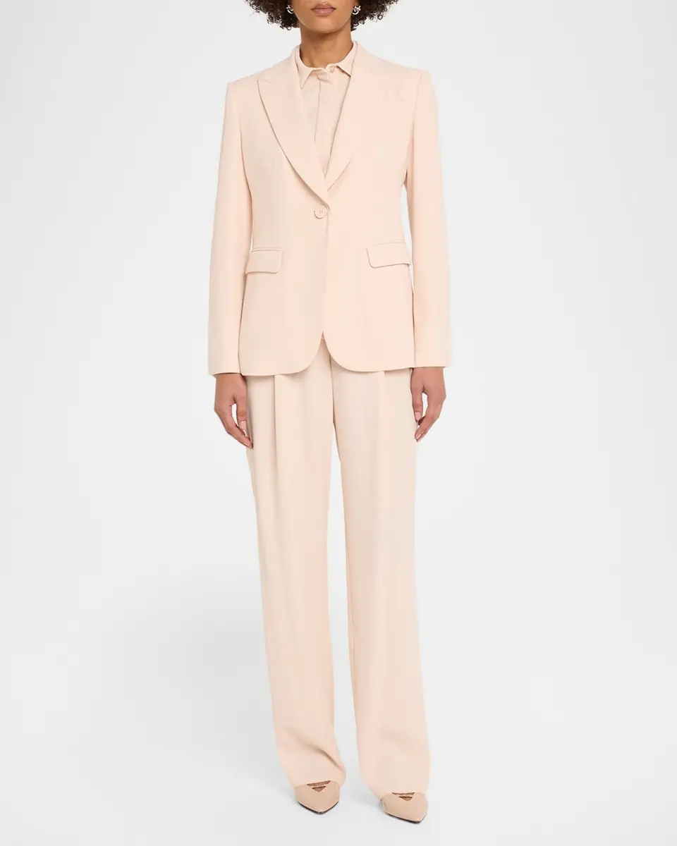 Emporio Armani Pleated Straight-Leg Gabardine Trousers | Thumbnail 2