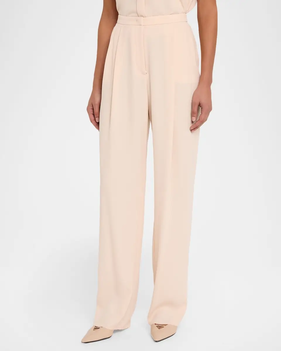 Emporio Armani Pleated Straight-Leg Gabardine Trousers | Thumbnail 4