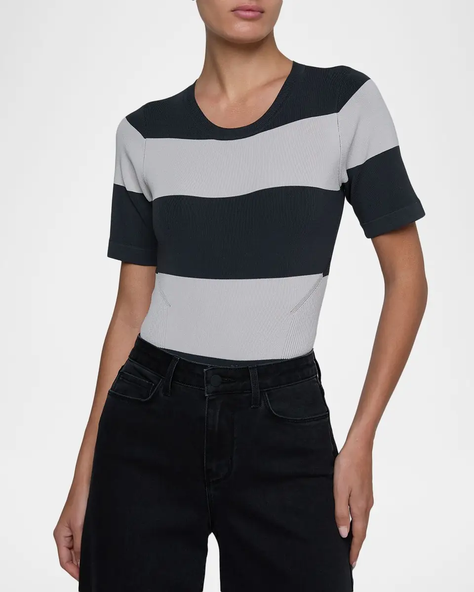 L'Agence Rosemond Striped Crewneck Bodysuit | Thumbnail 4 L'Agence Rosemond Striped Crewneck Bodysuit | Thumbnail 4