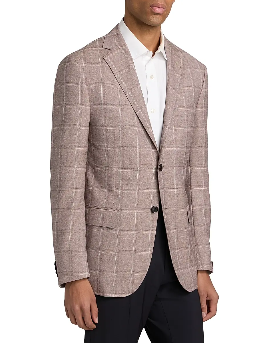 CORNELIANI Men's Plaid Wool Single-Breasted Sport Coat | Thumbnail 4 CORNELIANI Men's Plaid Wool Single-Breasted Sport Coat | Thumbnail 4
