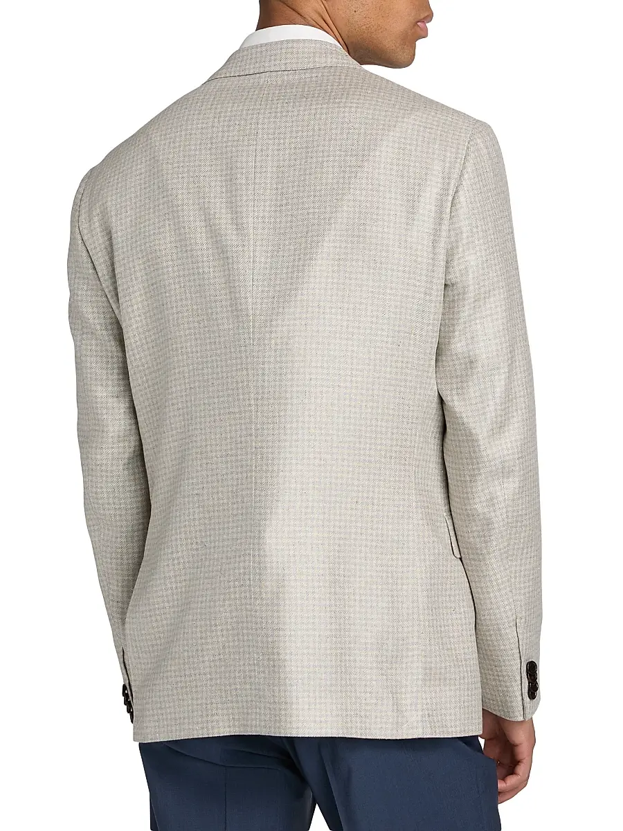 CORNELIANI Men's Houndstooth Silk Sport Jacket | Thumbnail 5 CORNELIANI Men's Houndstooth Silk Sport Jacket | Thumbnail 5