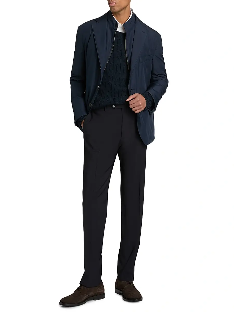 CORNELIANI Men's Stretch-Wool Straight-Leg Pants | Thumbnail 2 CORNELIANI Men's Stretch-Wool Straight-Leg Pants | Thumbnail 2