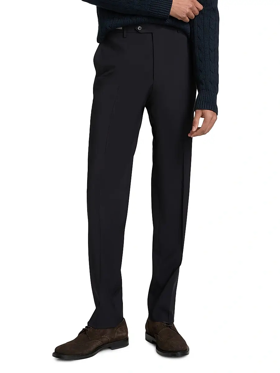 CORNELIANI Men's Stretch-Wool Straight-Leg Pants | Thumbnail 3 CORNELIANI Men's Stretch-Wool Straight-Leg Pants | Thumbnail 3