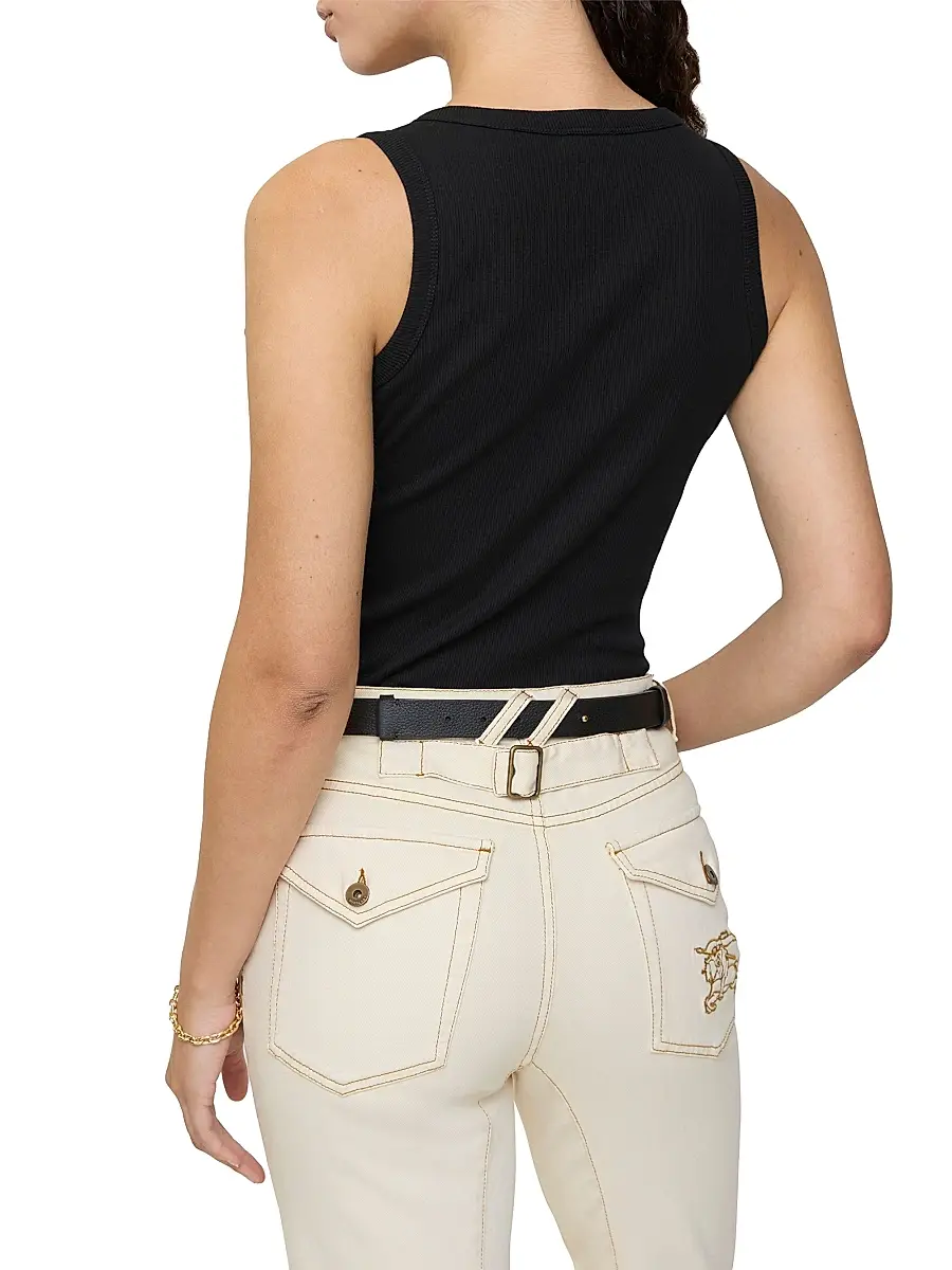 Burberry Women's Lace-Up Stretch Cotton Tank - Black | Thumbnail 3