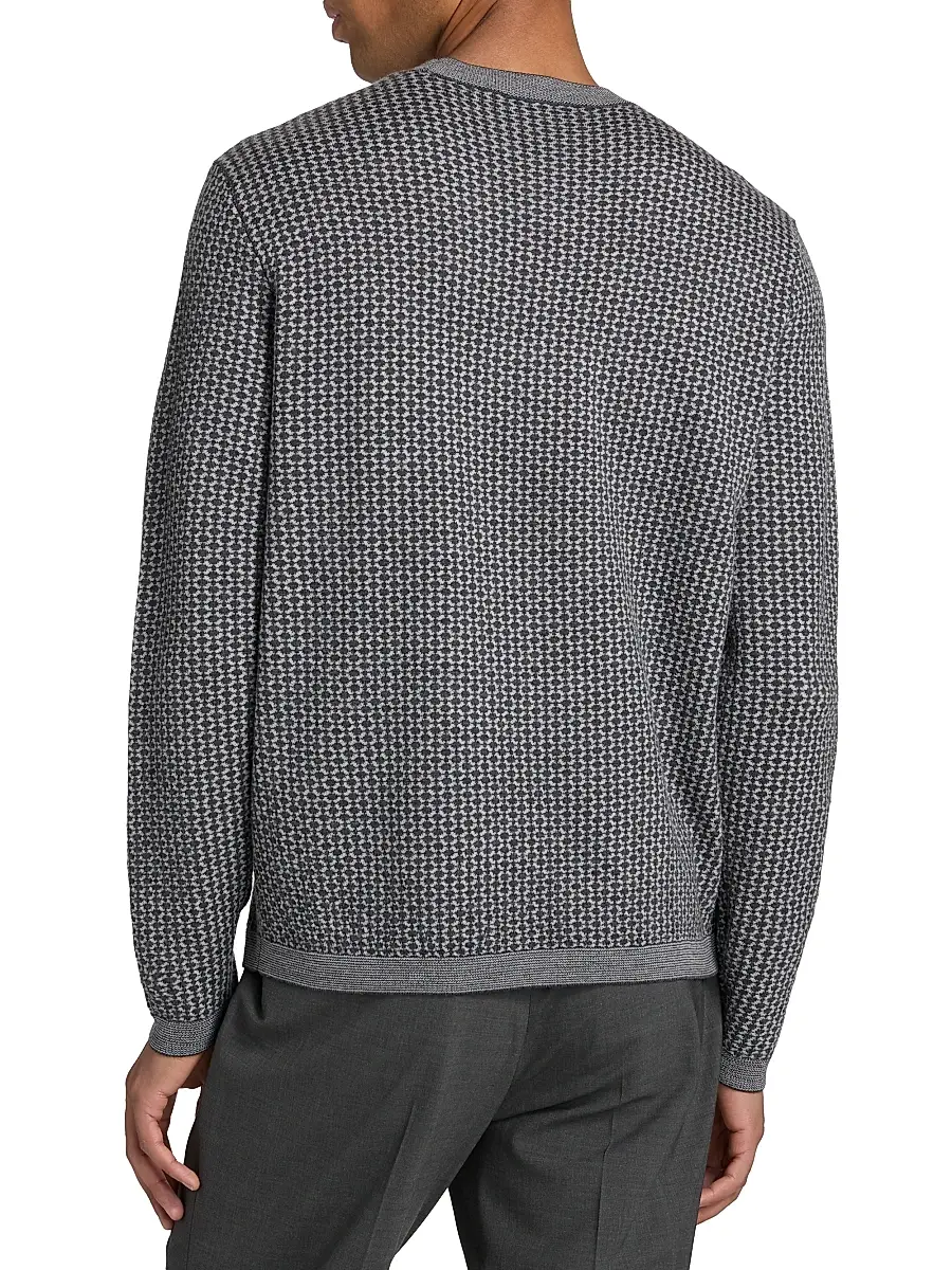 Emporio Armani Men's Geometric Wool Crewneck Sweater | Thumbnail 5 Emporio Armani Men's Geometric Wool Crewneck Sweater | Thumbnail 5