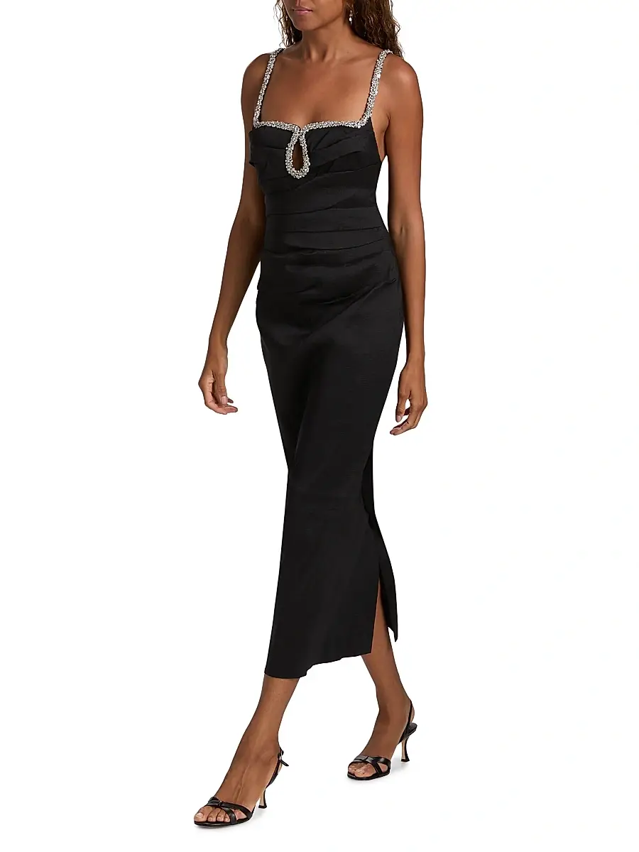 ACLER Women's Astonhall Pleated Embellished-Trim Midi-Dress | Thumbnail 2