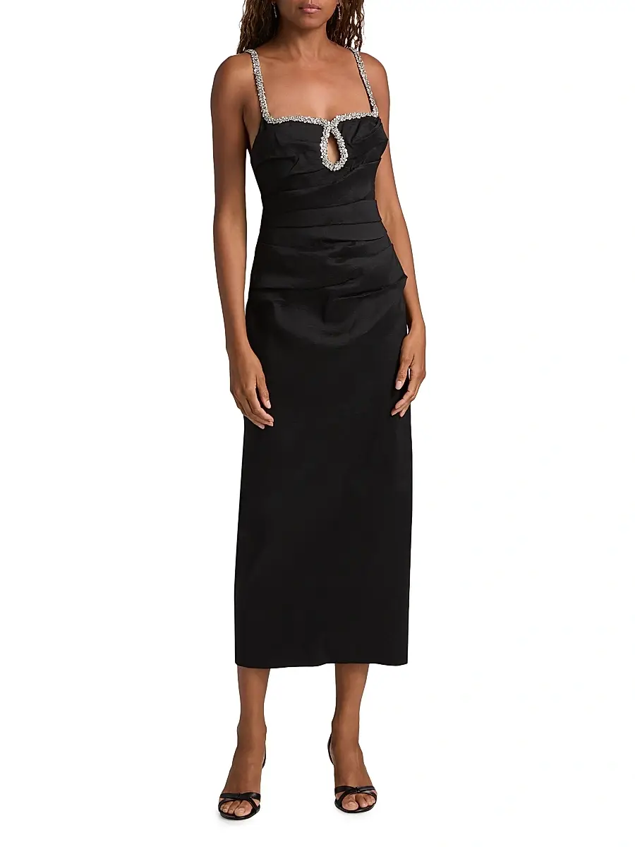 ACLER Women's Astonhall Pleated Embellished-Trim Midi-Dress | Thumbnail 3