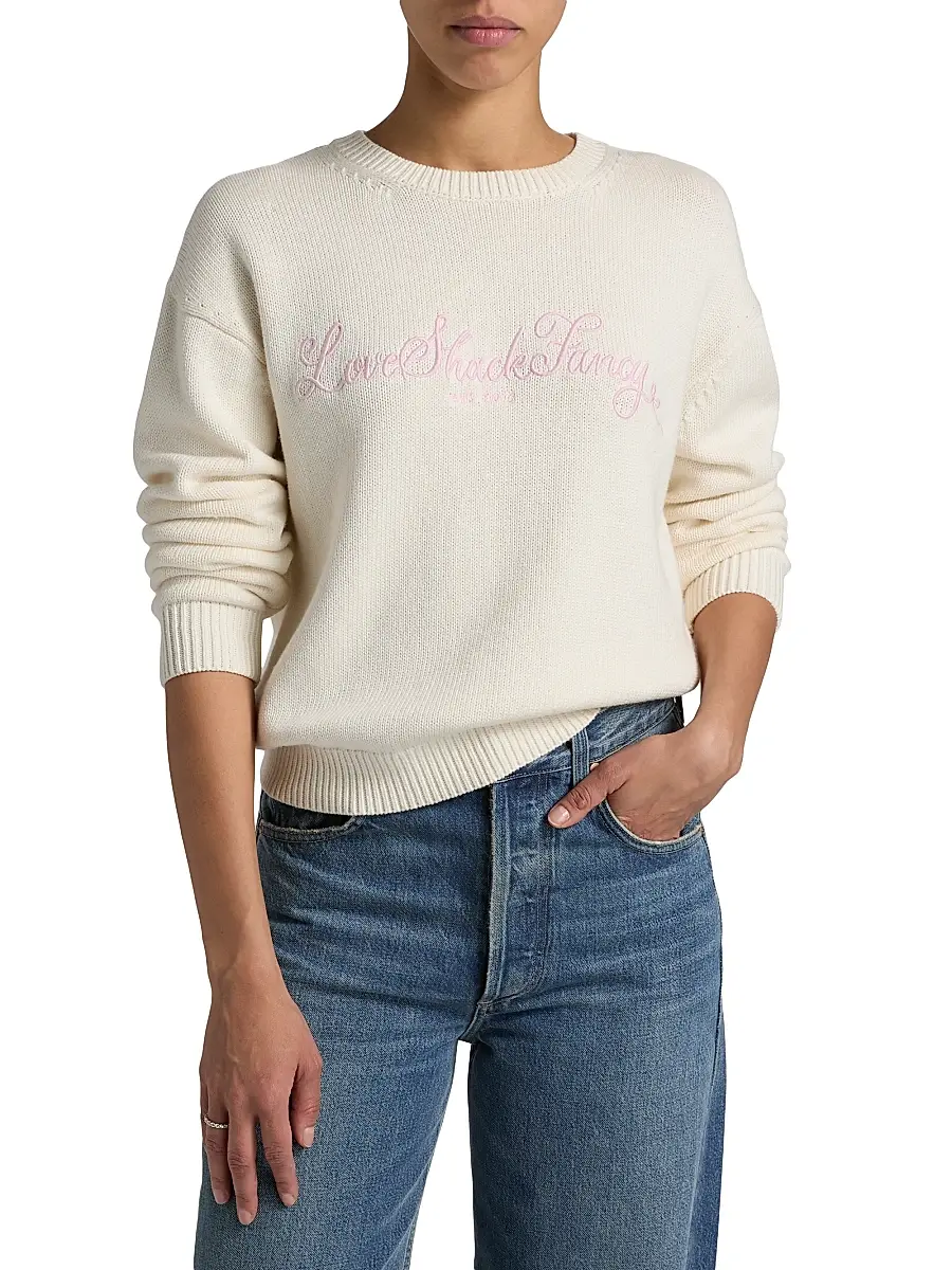 LoveShackFancy Women's Selman Crewneck Sweater | Thumbnail 3 LoveShackFancy Women's Selman Crewneck Sweater | Thumbnail 3