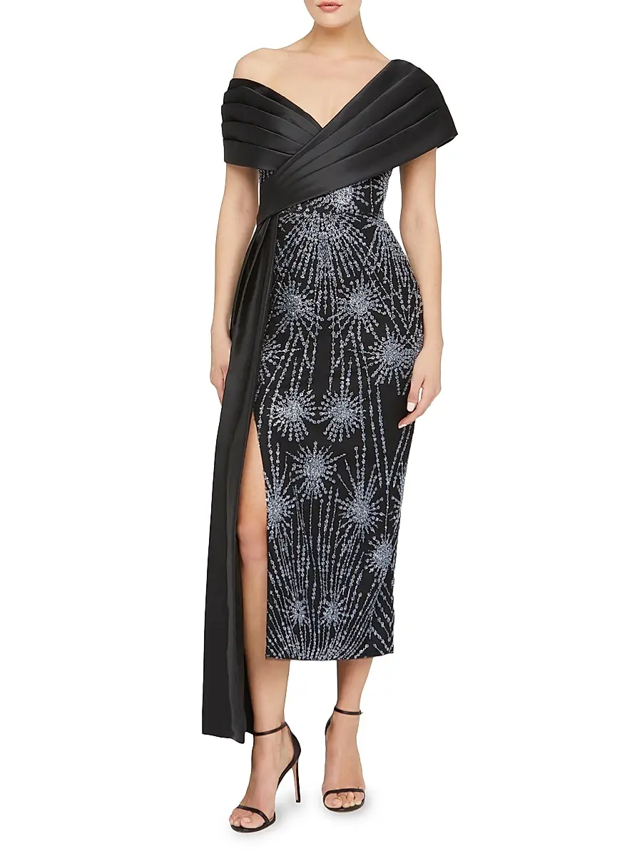 THEIA Women's Kelly Beaded Column Midi-Dress | Thumbnail 2 THEIA Women's Kelly Beaded Column Midi-Dress | Thumbnail 2