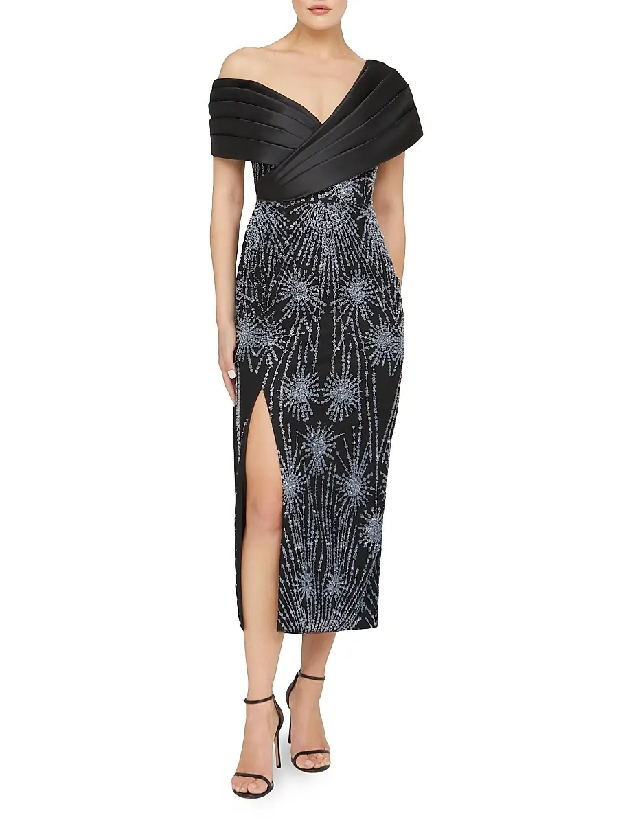 THEIA Women's Kelly Beaded Column Midi-Dress | Thumbnail 7 THEIA Women's Kelly Beaded Column Midi-Dress | Thumbnail 7