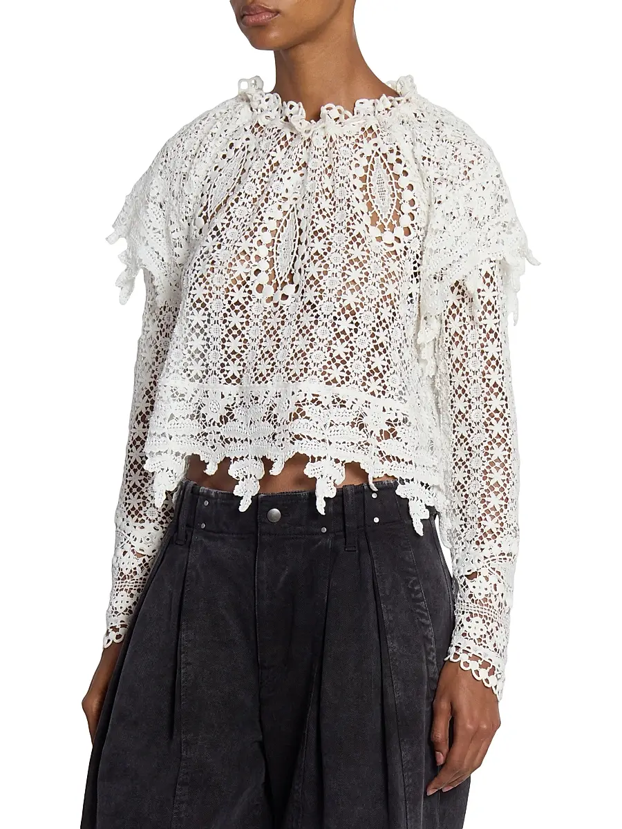 Isabel Marant Women's Hyliana Lace Cotton Top | Thumbnail 4 Isabel Marant Women's Hyliana Lace Cotton Top | Thumbnail 4