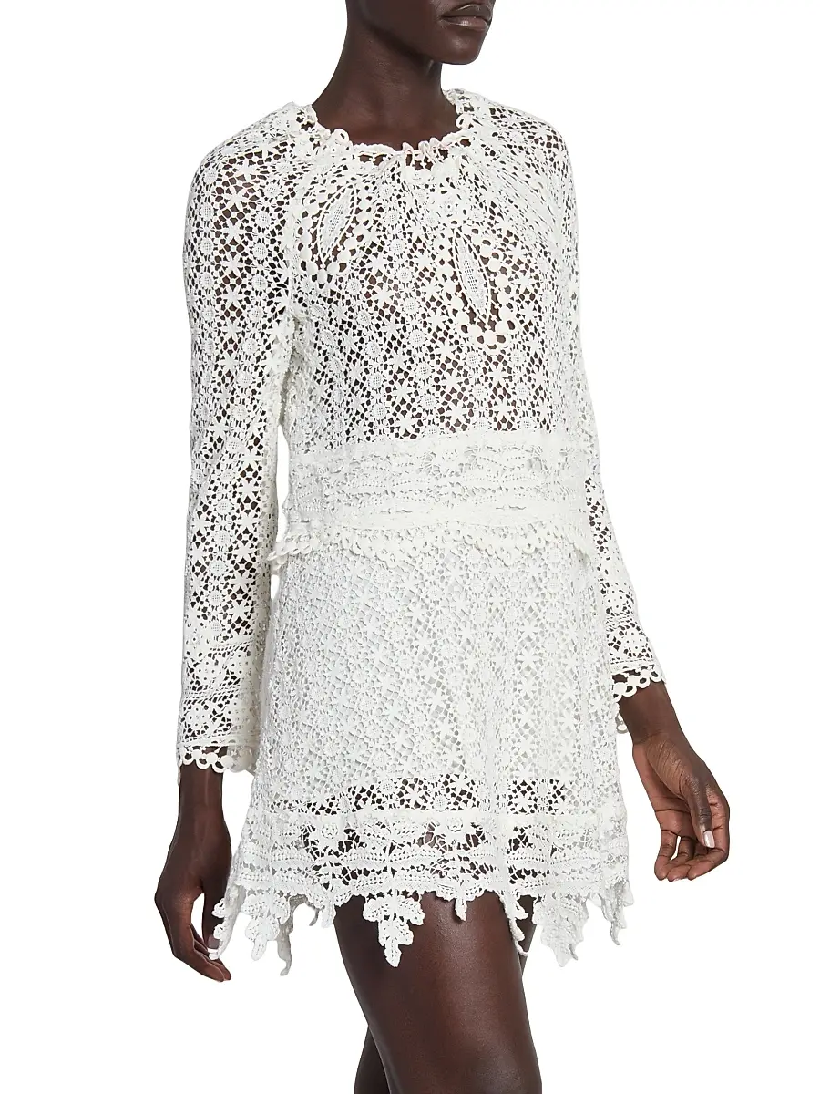 Isabel Marant Women's Hizene Lace Cotton Minidress | Thumbnail 4 Isabel Marant Women's Hizene Lace Cotton Minidress | Thumbnail 4