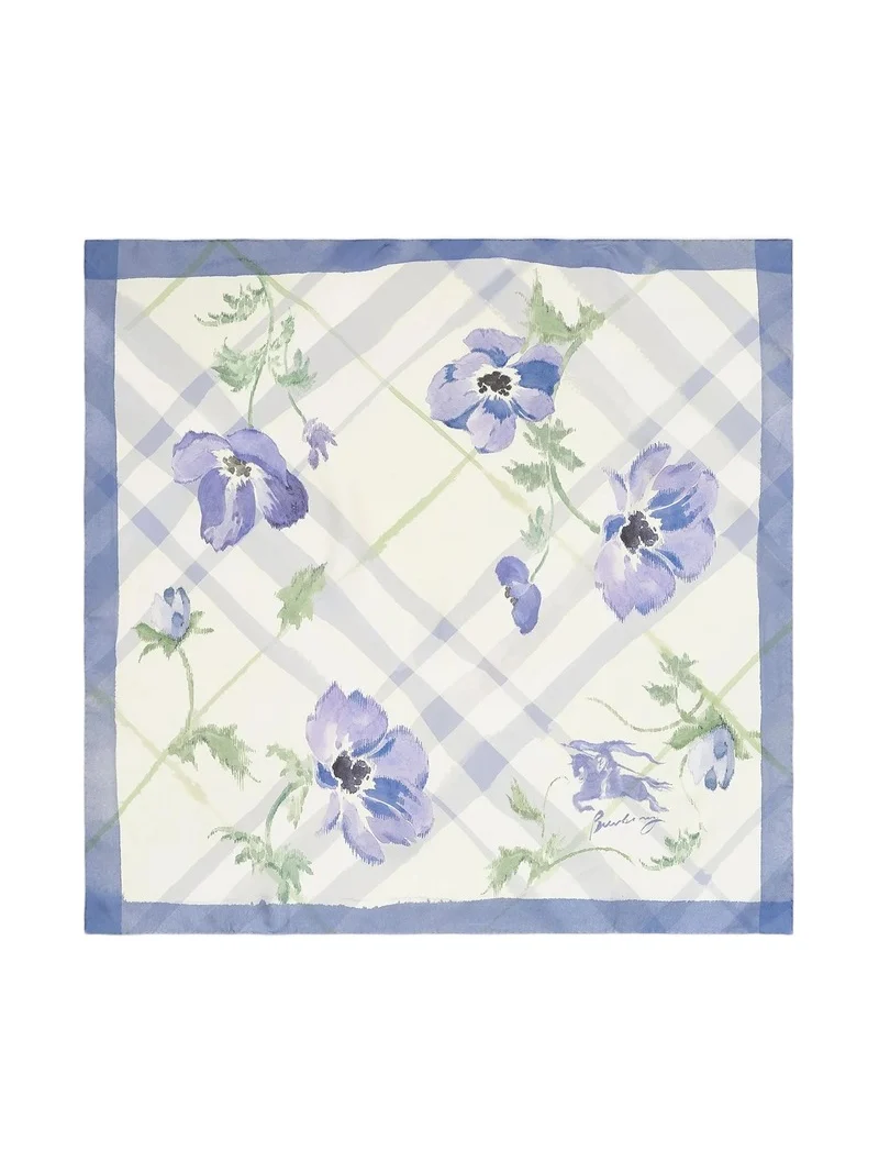 Women's Check Watercolor Silk Scarf