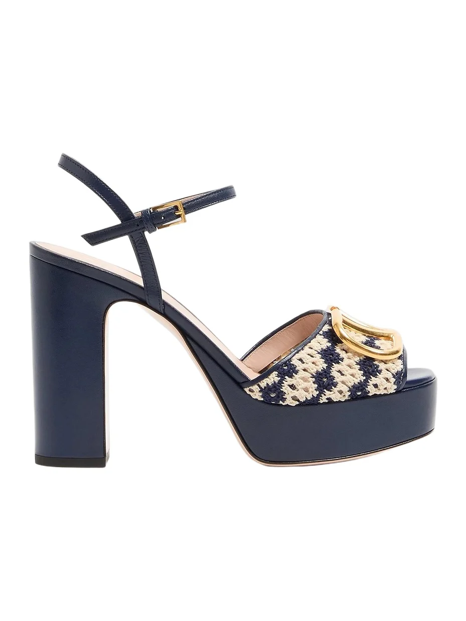 Women's VLogo Signature Platform Sandals in Crochet Fabric 115MM