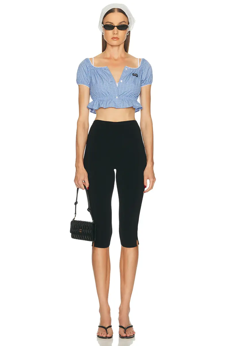 Miu Miu Cropped Check Blouse | Thumbnail 4 Miu Miu Cropped Check Blouse | Thumbnail 4
