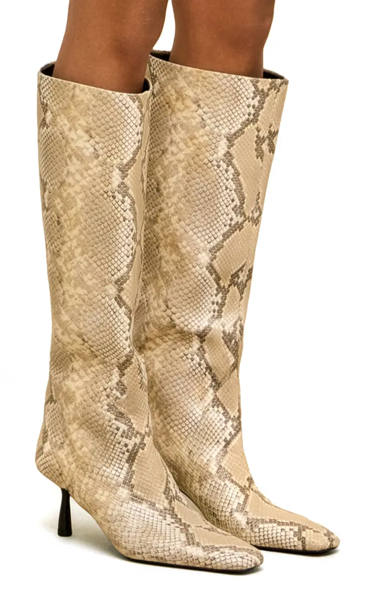 Cult Gaia Caterina Python-Effect Leather Knee Boots