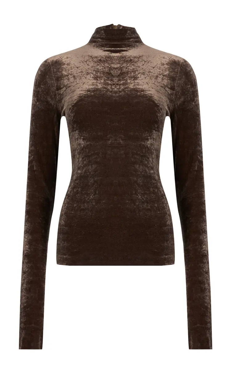 Ralph Lauren Ilene Turtleneck Velvet Top