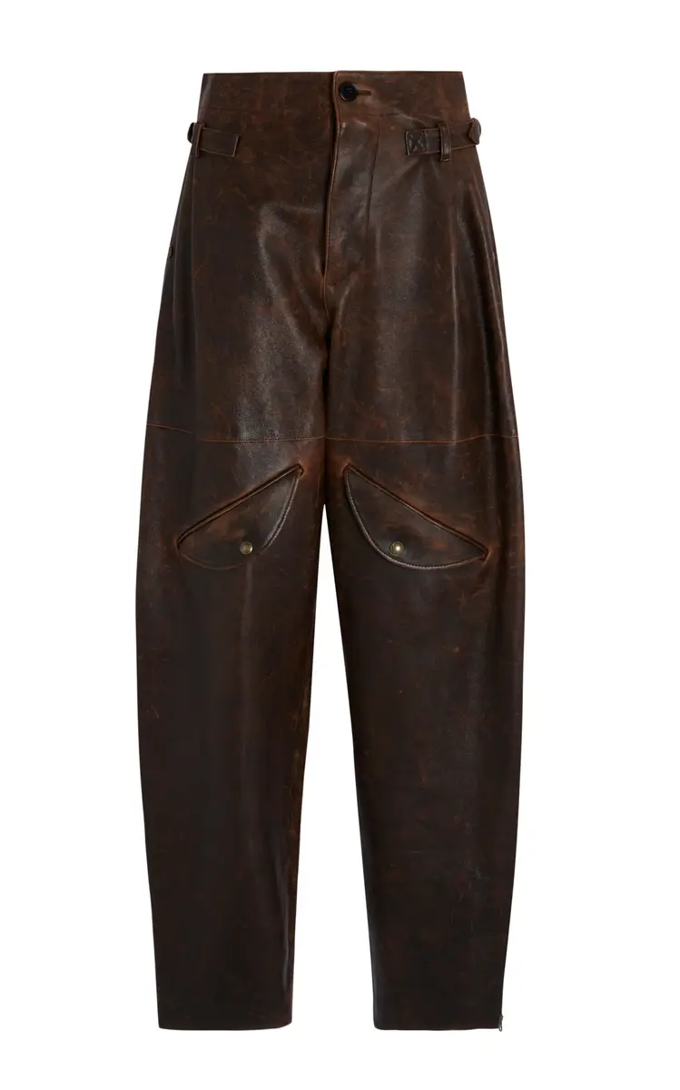Ralph Lauren Hania Distressed Leather Tapered Pants