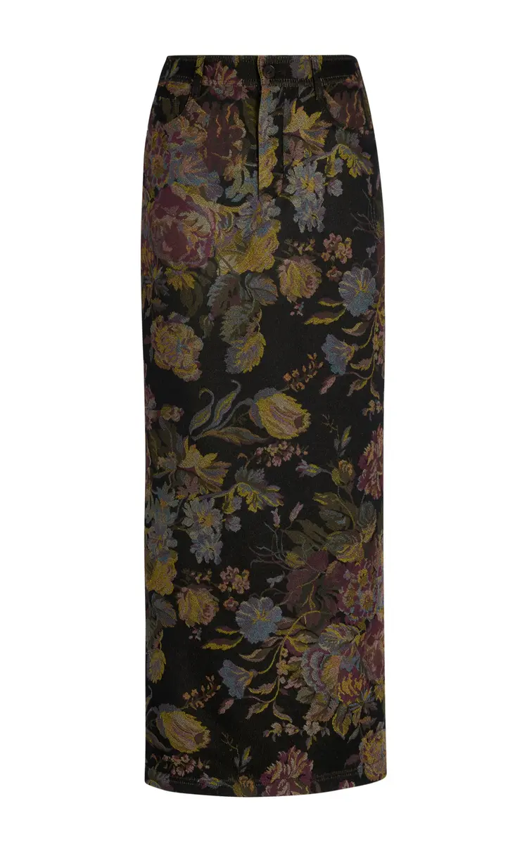 Ralph Lauren Fontaine Floral Stretch-Silk Maxi Skirt