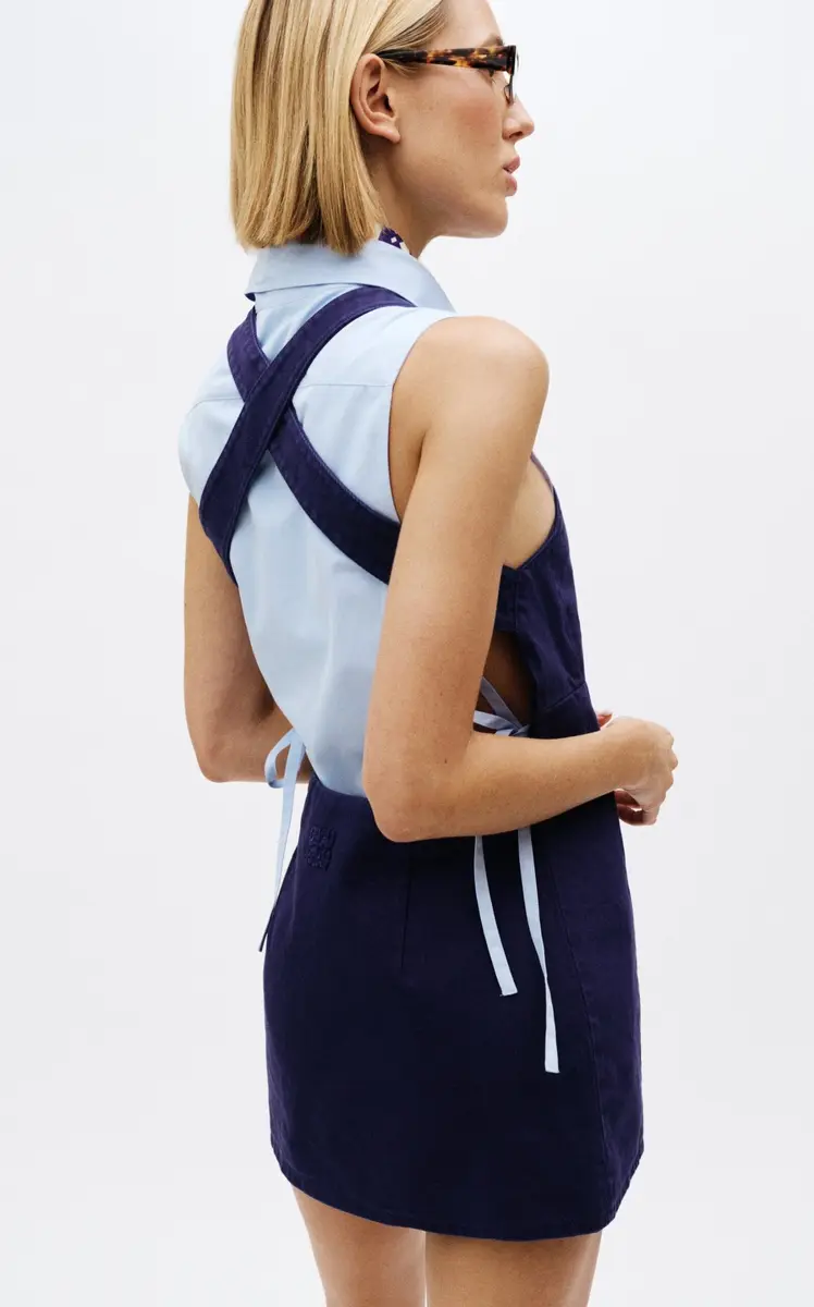 Miu Miu Cotton Gabardine Mini Dress | Thumbnail 3 Miu Miu Cotton Gabardine Mini Dress | Thumbnail 3