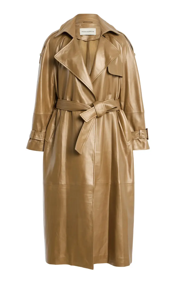 Nour Hammour Claudia Leather Trench Coat | Image 1 Nour Hammour Claudia Leather Trench Coat | Image 1