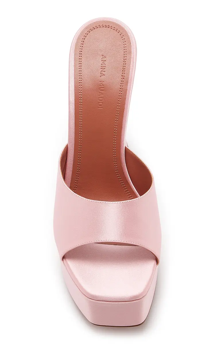Amina Muaddi Dalida Satin Platform Mules | Thumbnail 3