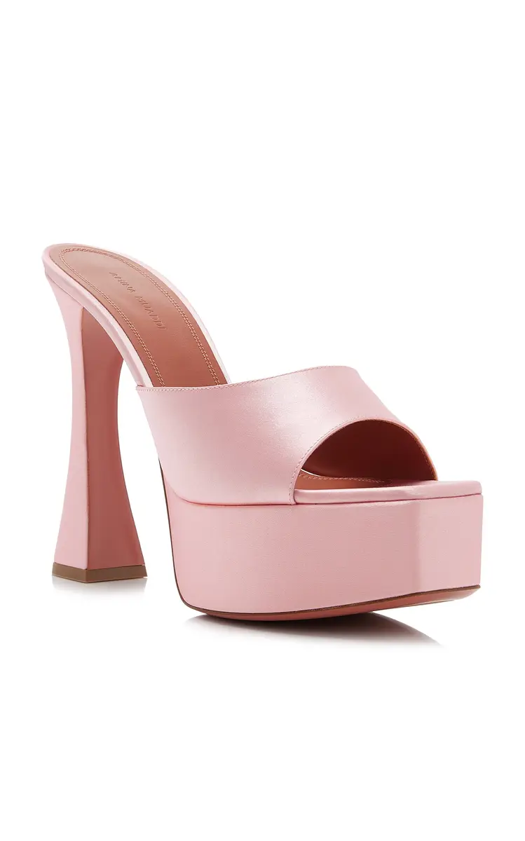 Amina Muaddi Dalida Satin Platform Mules | Thumbnail 4