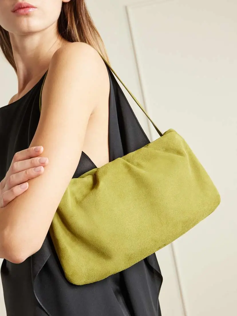 The Row Bourse Xl Gathered Suede Shoulder Bag | Thumbnail 2 The Row Bourse Xl Gathered Suede Shoulder Bag | Thumbnail 2