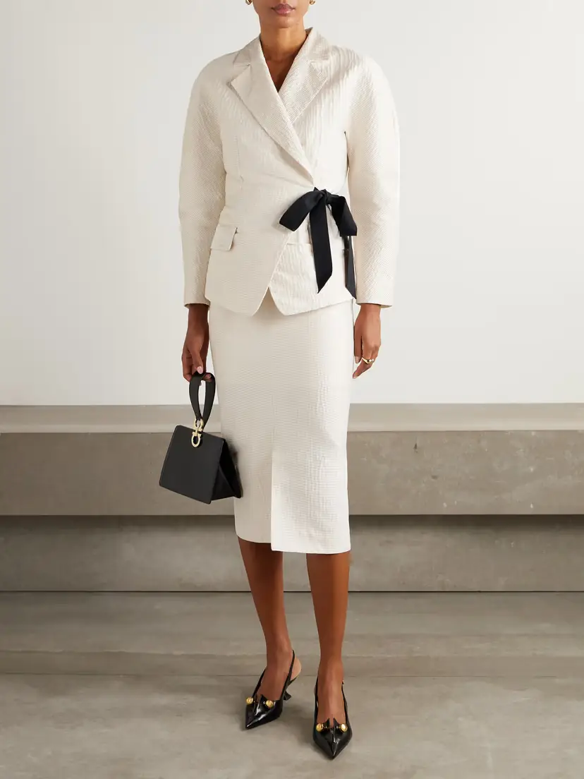 Lanvin Draped Satin-jacquard Midi Skirt | Thumbnail 2 Lanvin Draped Satin-jacquard Midi Skirt | Thumbnail 2