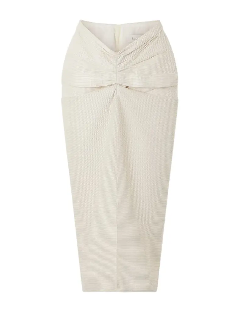 Lanvin Draped Satin-jacquard Midi Skirt | Image 1 Lanvin Draped Satin-jacquard Midi Skirt | Image 1