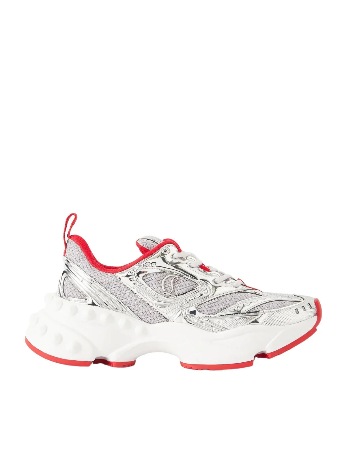 Christian Louboutin So Flo Metallic Leather-trimmed Mesh Sneakers