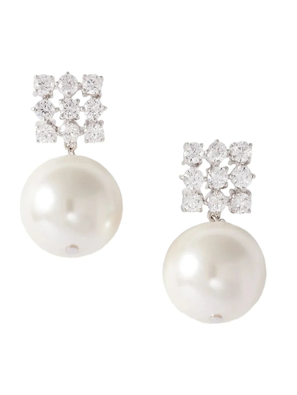 Completedworks Rhodium-plated, Cubic Zirconia And Pearl Earrings - Silver