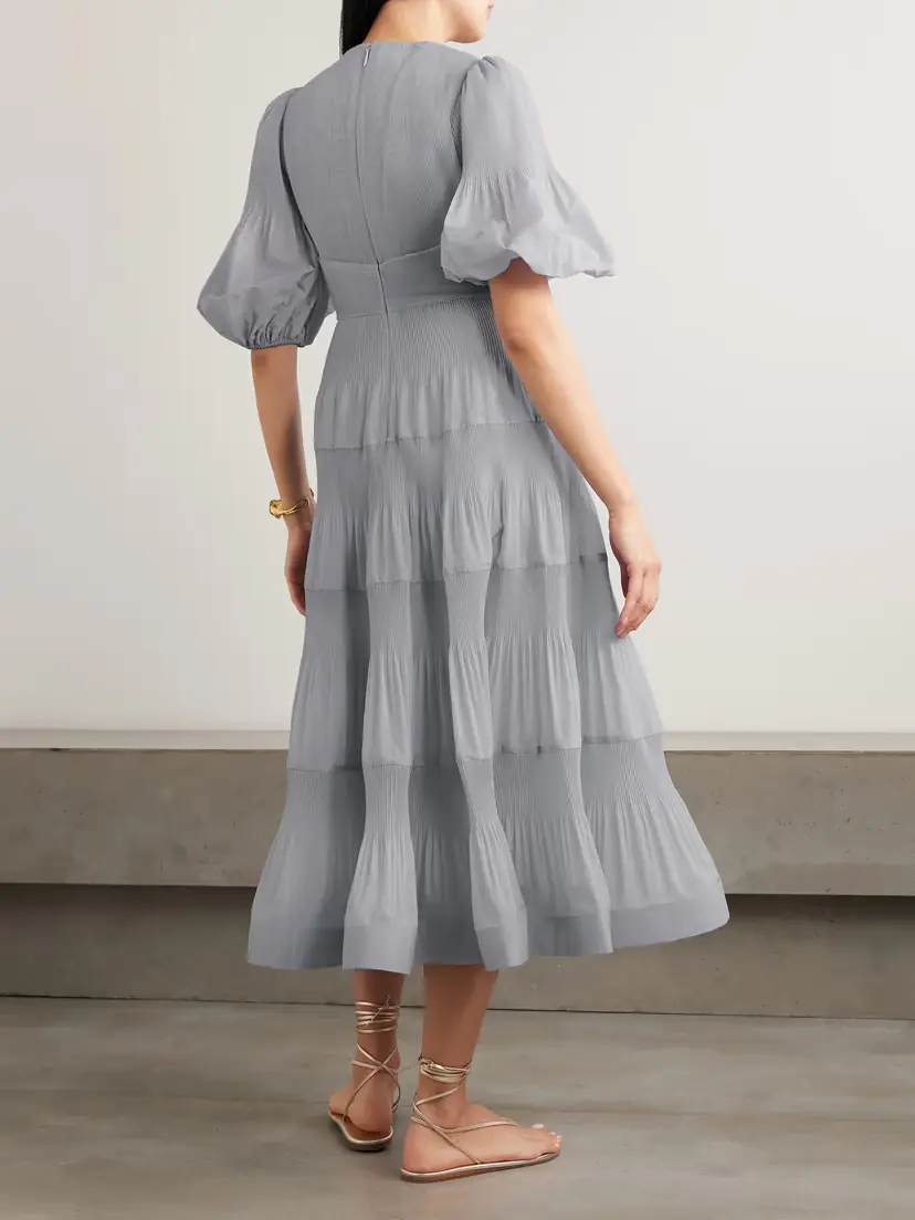 Zimmermann Tiered Plissé Silk-organza Midi Dress | Thumbnail 3 Zimmermann Tiered Plissé Silk-organza Midi Dress | Thumbnail 3